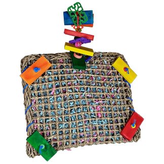 Bird toy vine wall with wood blocks and plastic beads